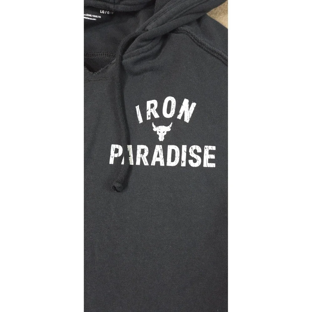 Under Armour iron lradise hoodie Mens size Large Black sleeveless gym workout
